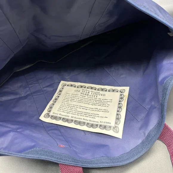 Vintage Travel Duffle Bag Luggage Gloria Vanderbilt Navy Burgundy 1980s Nylon - Picture 4 of 12